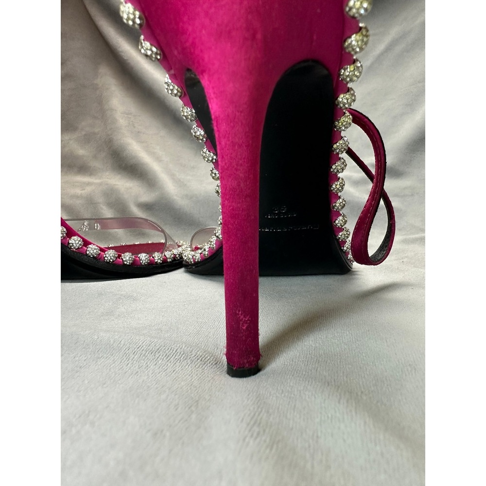 Alexander Wang Nova PVC Slingback Heels Fuchsia Satin Crystal Trim EU 36 - Picture 7 of 16